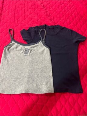 Brandy Melville Navy Tee and Grey Tank Top